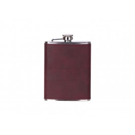 8oz/240ml Stainless Steel Flask with PU Cover (Cardinal W/ Black)（10/pcs）